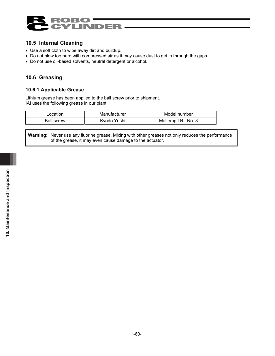 5 internal cleaning, 6 greasing | IAI America RCS2-SD5N User Manual | Page 66 / 80