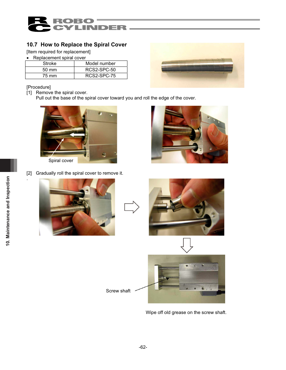 7 how to replace the spiral cover | IAI America RCS2-SD5N User Manual | Page 68 / 80