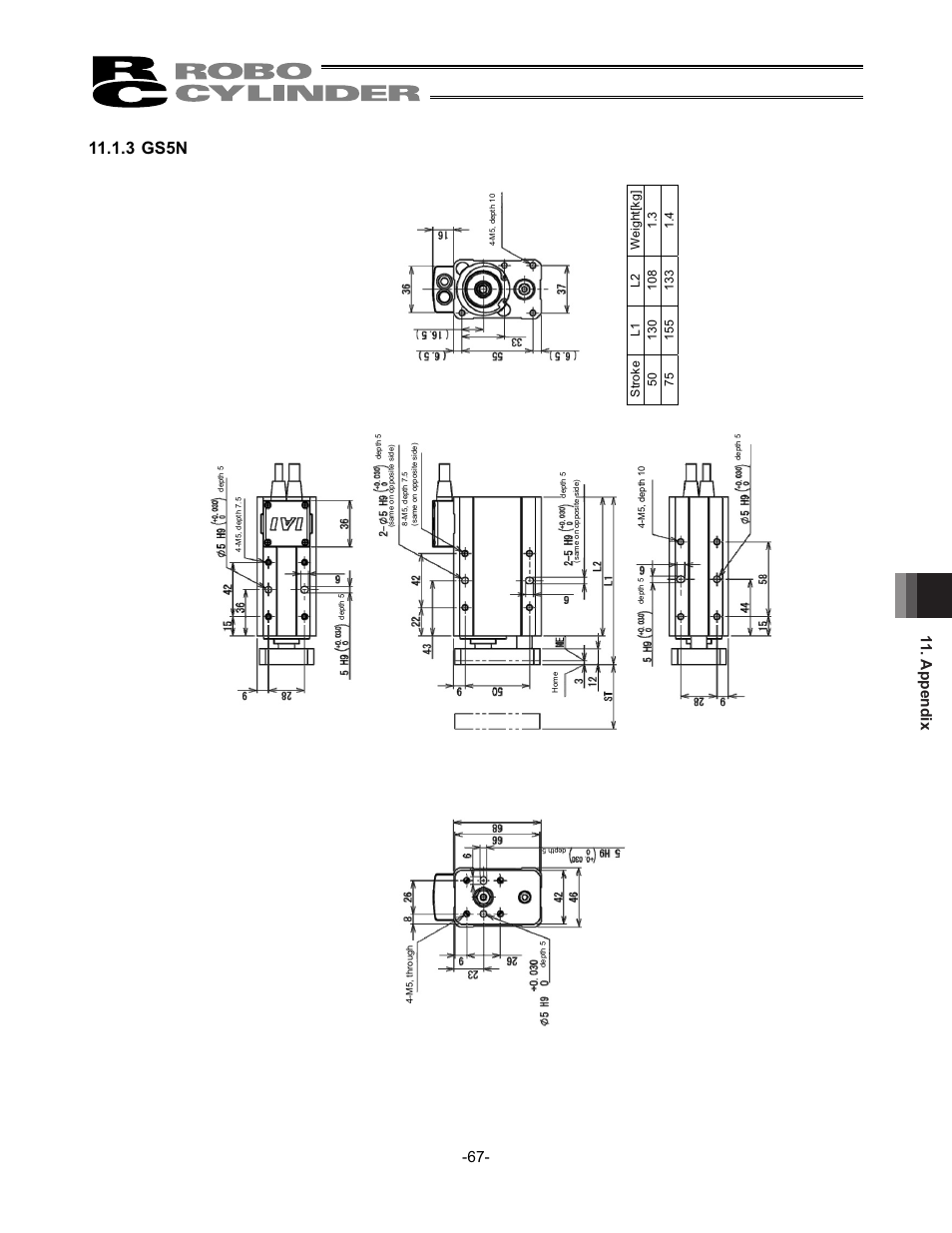 3 gs5n, Appendix -67 | IAI America RCS2-SD5N User Manual | Page 73 / 80