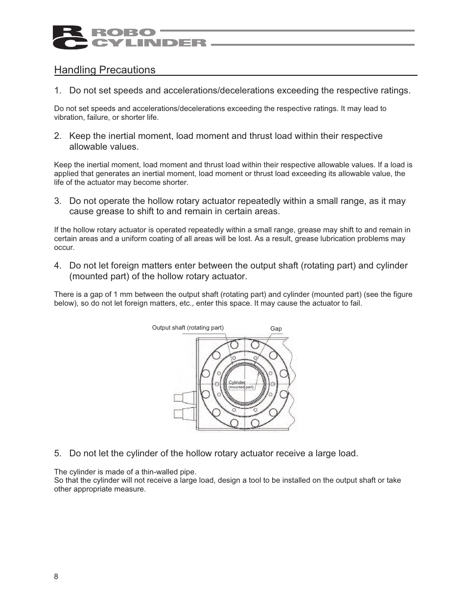 Handling precautions | IAI America RCS2-RTC12L User Manual | Page 14 / 60