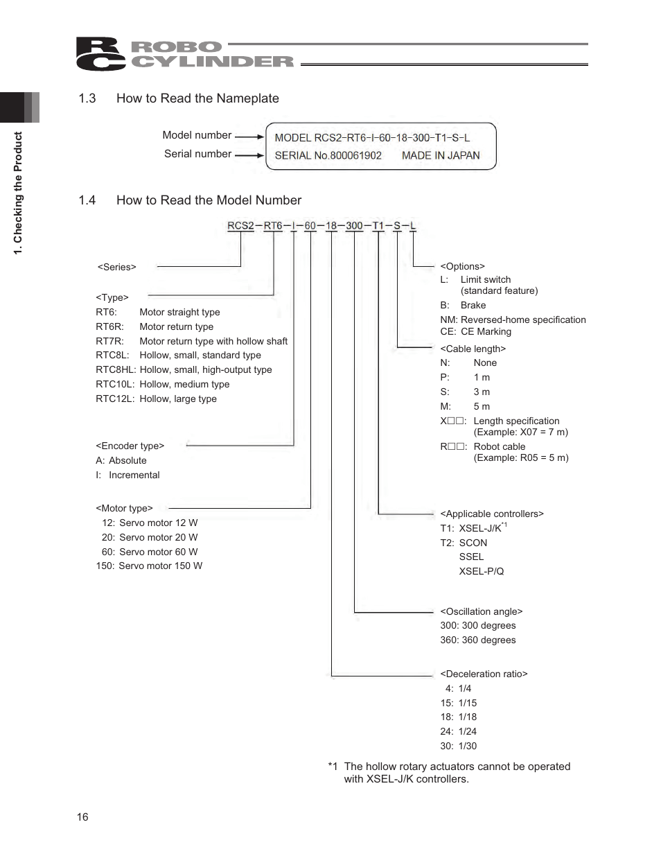 3 how to read the nameplate, 4 how to read the model number | IAI America RCS2-RTC12L User Manual | Page 22 / 60