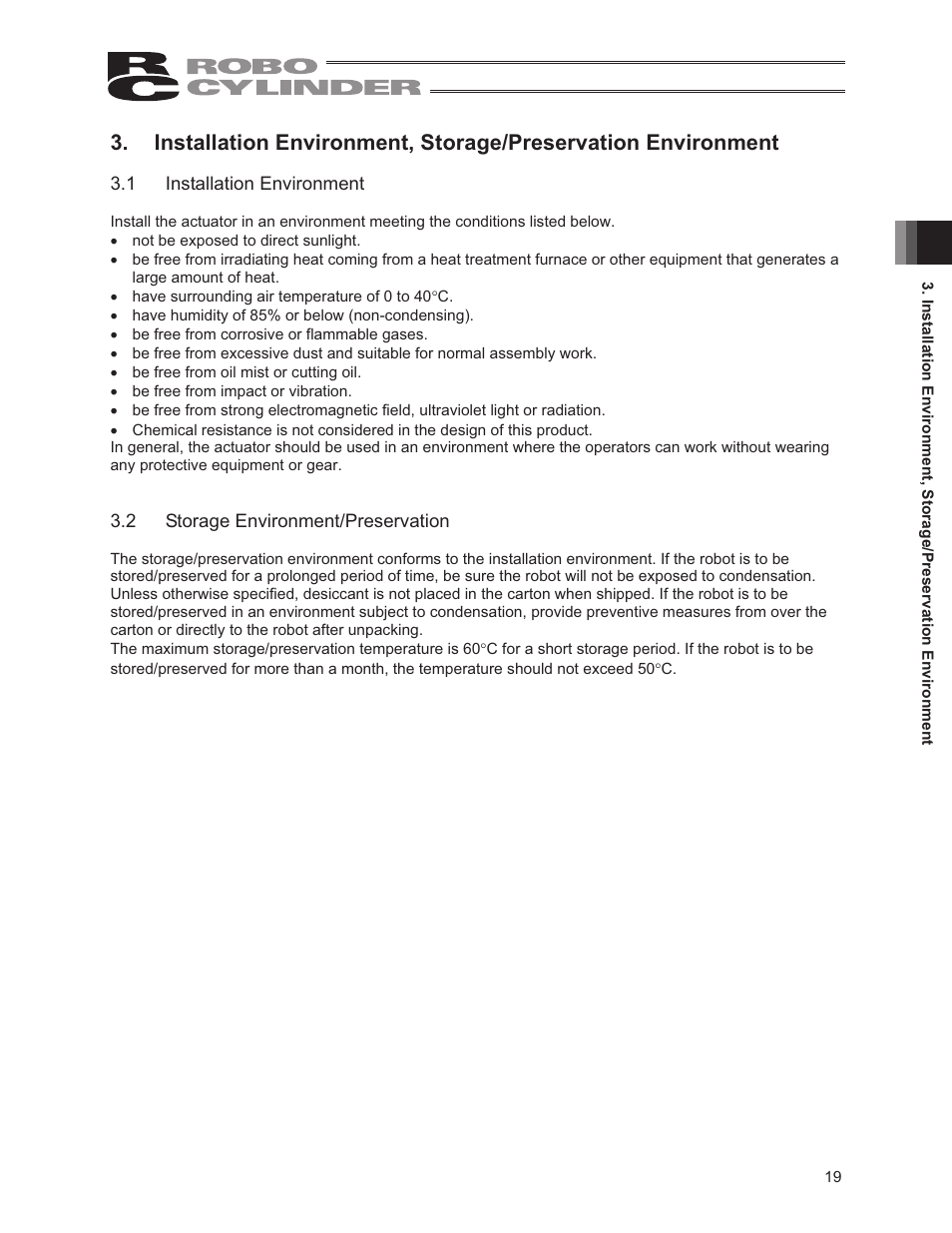 1 installation environment, 2 storage environment/preservation | IAI America RCS2-RTC12L User Manual | Page 25 / 60