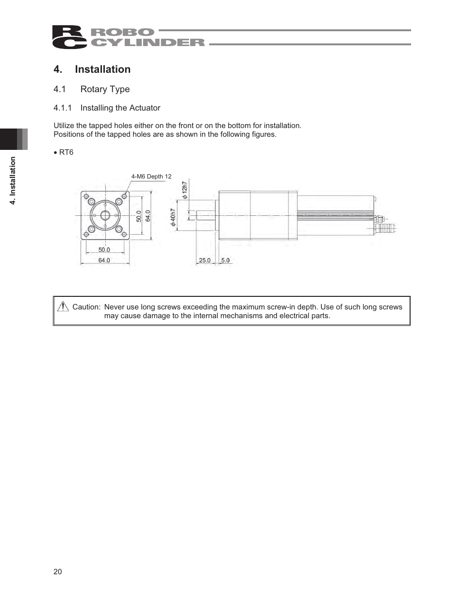 Installation, 1 rotary type | IAI America RCS2-RTC12L User Manual | Page 26 / 60