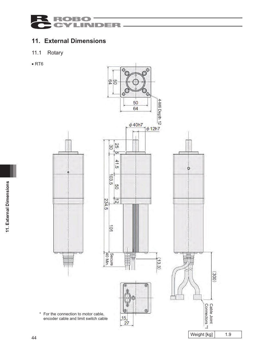 External dimensions, 1 rotary | IAI America RCS2-RTC12L User Manual | Page 50 / 60