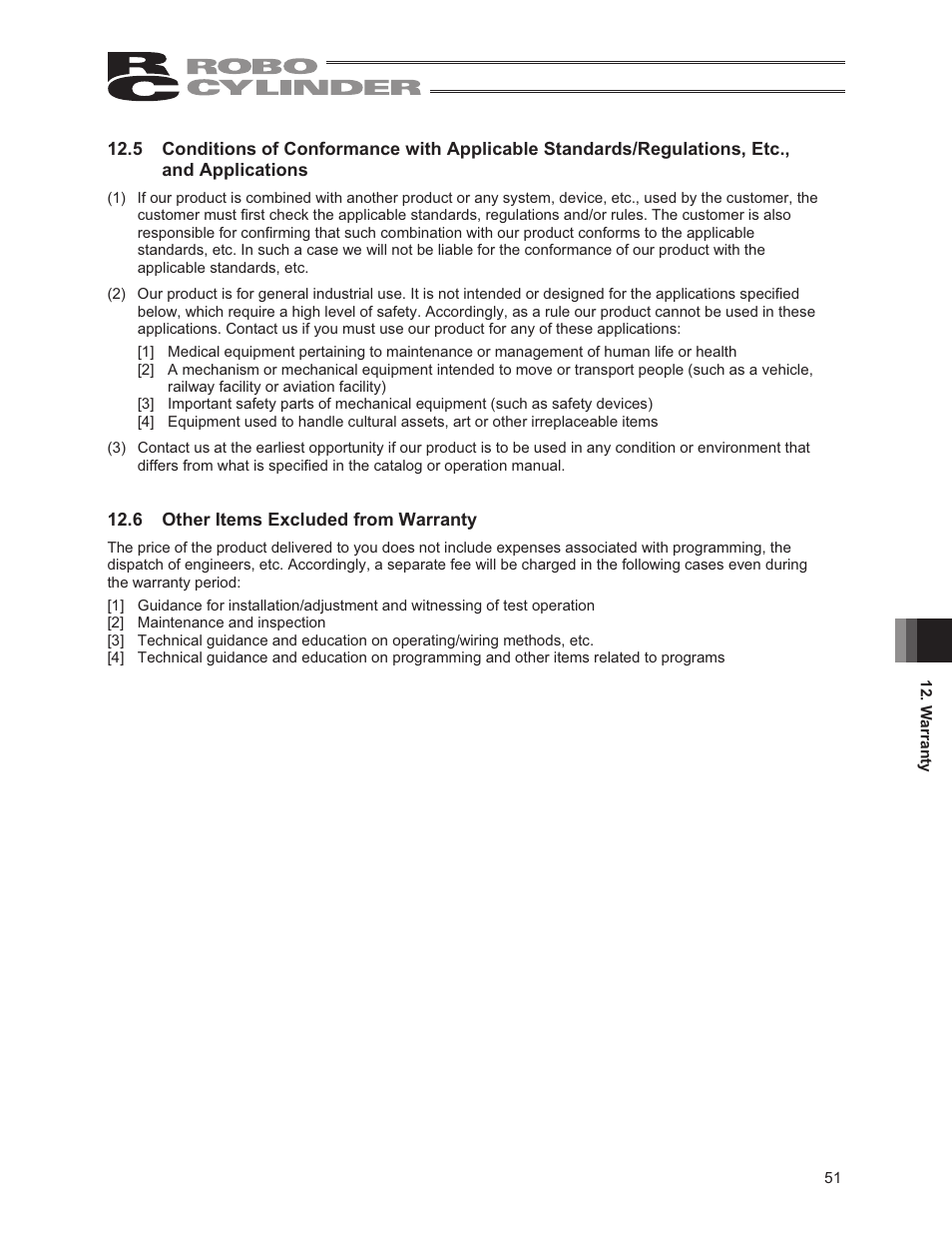 6 other items excluded from warranty | IAI America RCS2-RTC12L User Manual | Page 57 / 60