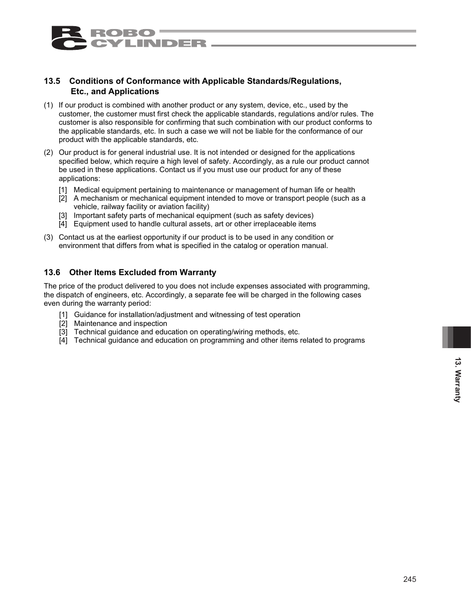 6 other items excluded from warranty | IAI America RCS3PCR-SS8C User Manual | Page 253 / 258