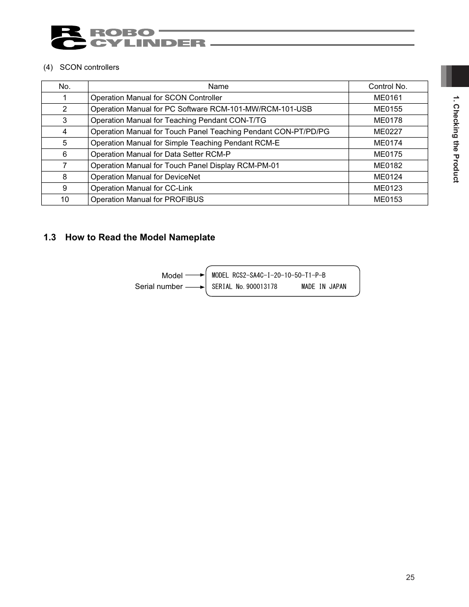 3 how to read the model nameplate | IAI America RCS3PCR-SS8C User Manual | Page 33 / 258