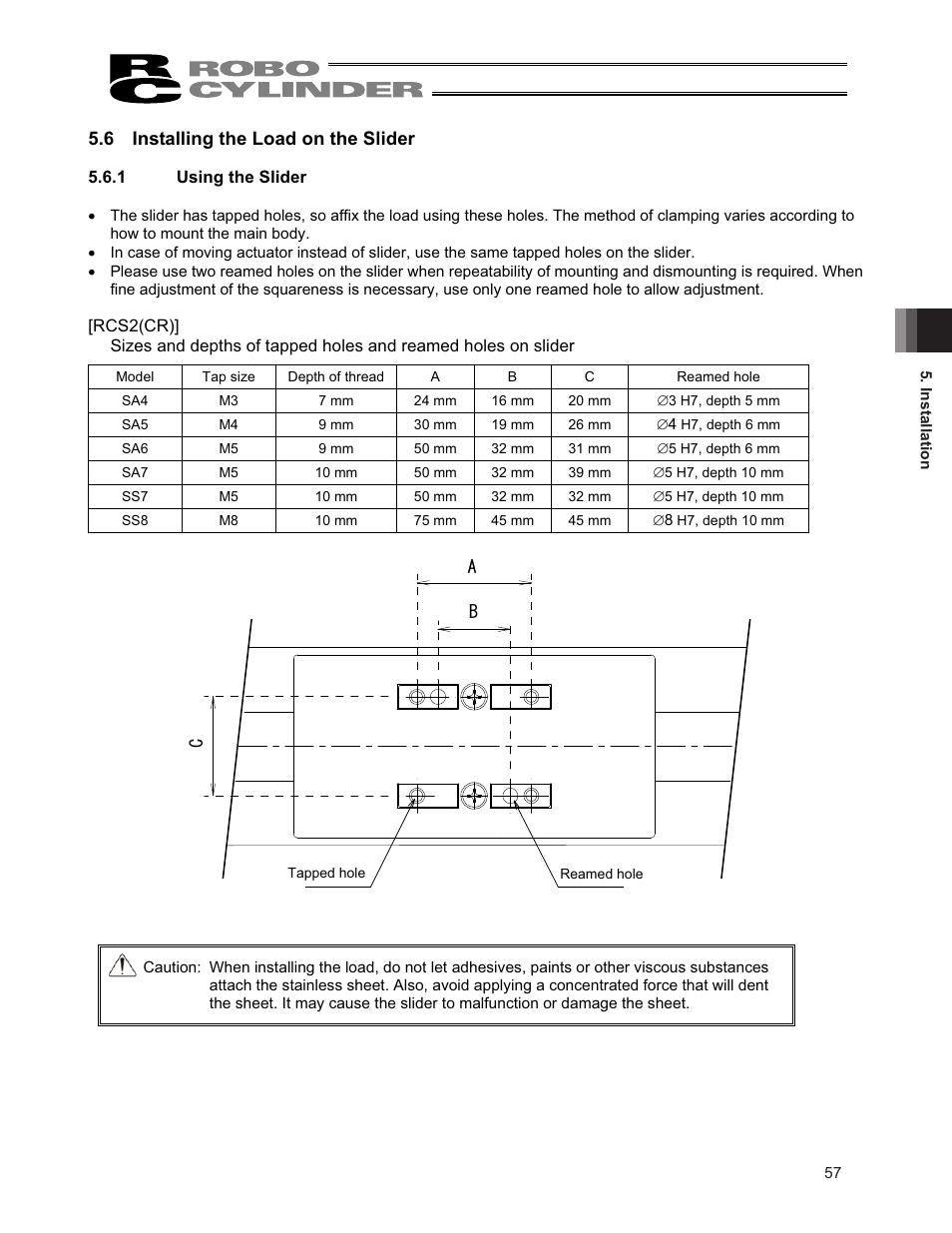 6 installing the load on the slider | IAI America RCS3PCR-SS8C User Manual | Page 65 / 258