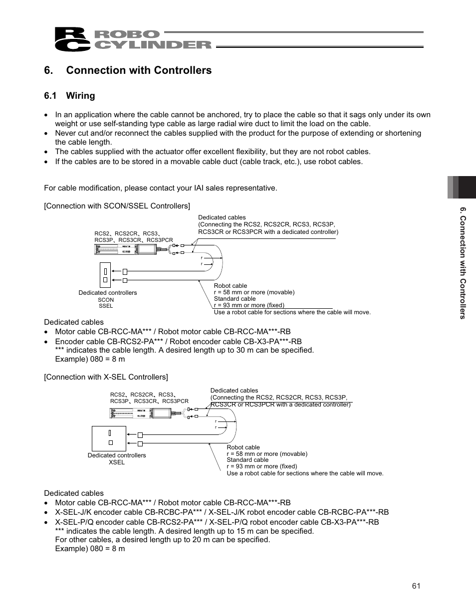 Connection with controllers, 1 wiring | IAI America RCS3PCR-SS8C User Manual | Page 69 / 258