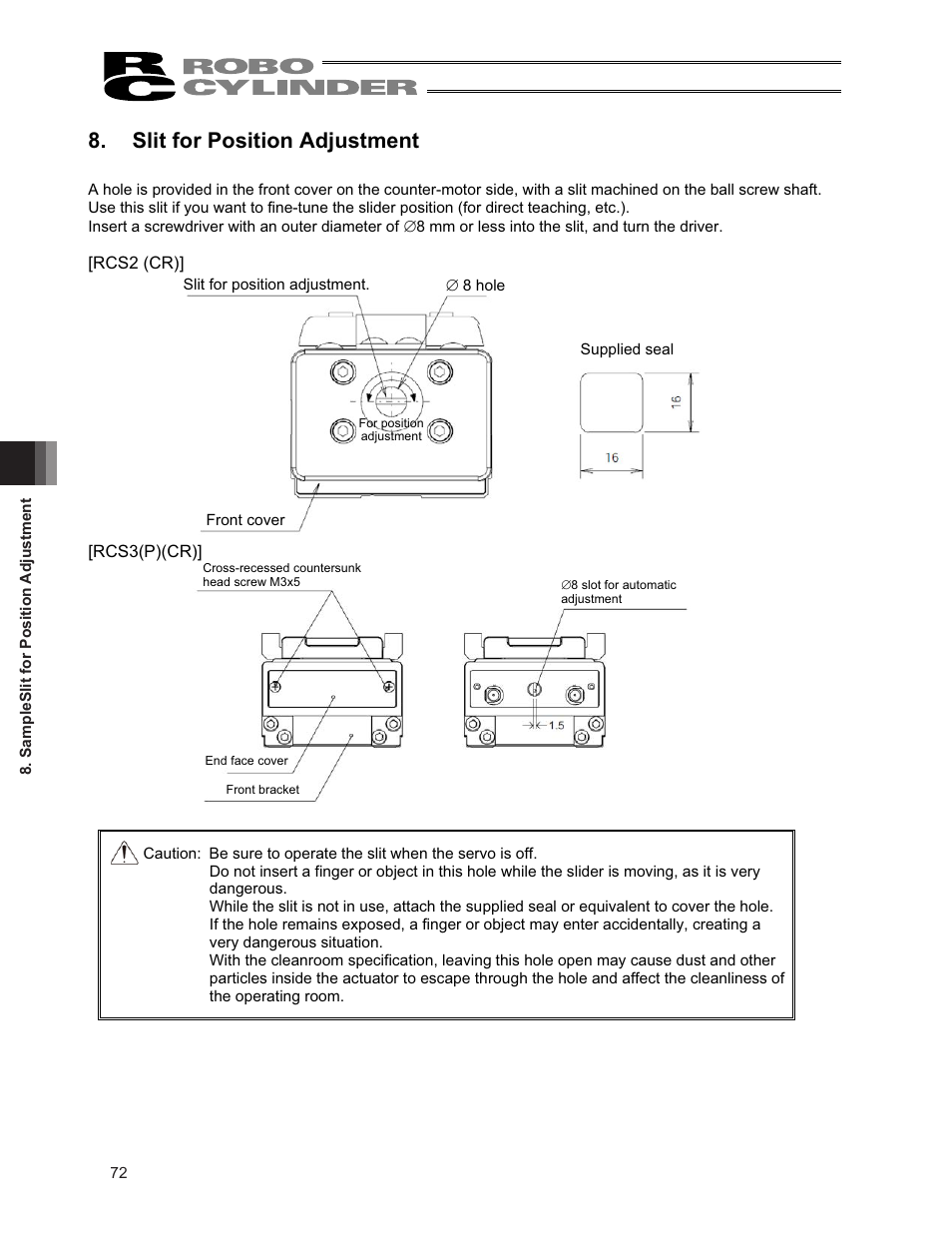 Slit for position adjustment | IAI America RCS3PCR-SS8C User Manual | Page 80 / 258
