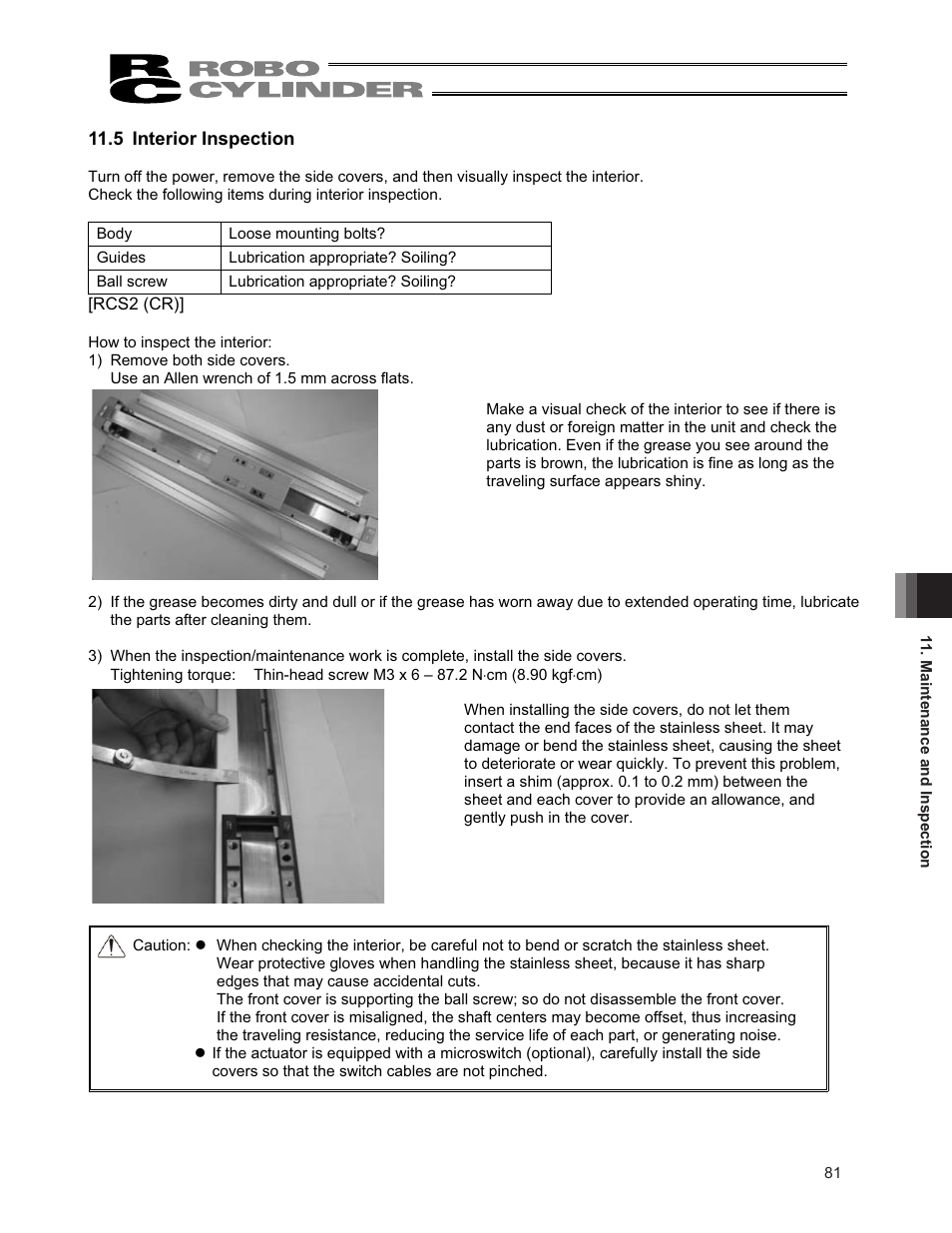 5 interior inspection | IAI America RCS3PCR-SS8C User Manual | Page 89 / 258