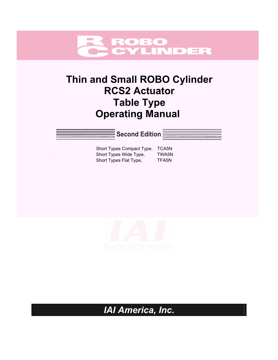 IAI America RCS2-TFA5N User Manual | 62 pages