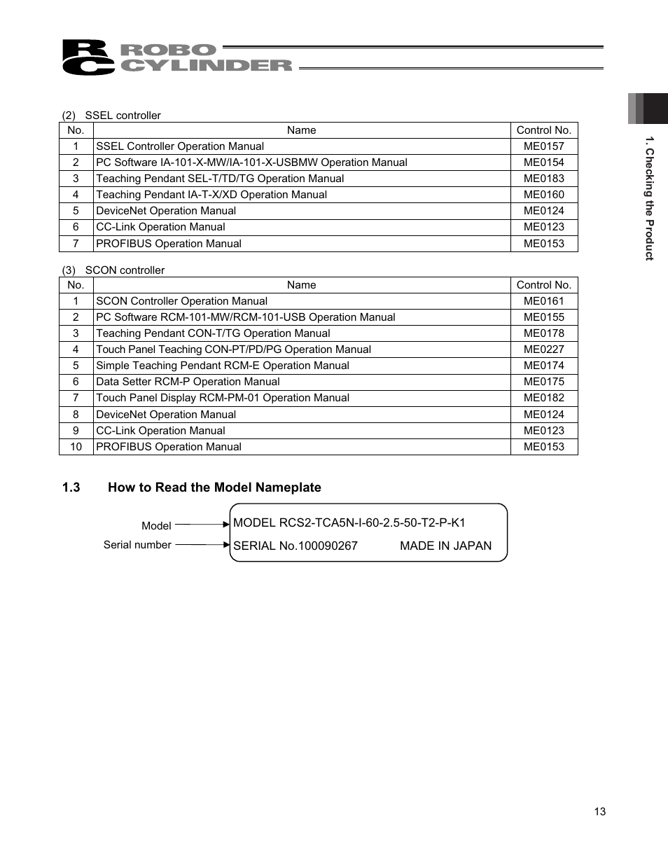 3 how to read the model nameplate | IAI America RCS2-TFA5N User Manual | Page 19 / 62