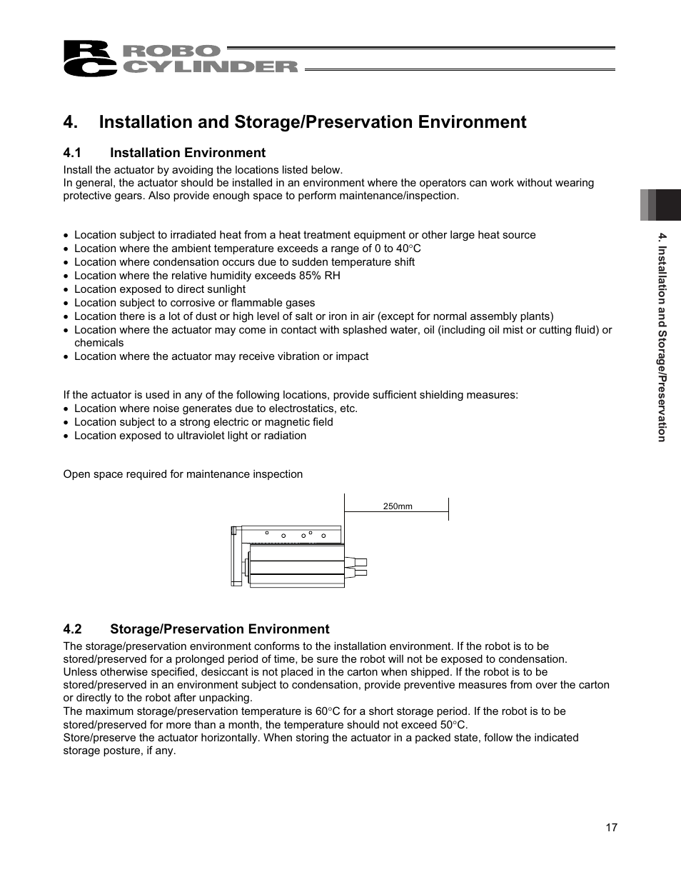 Installation and storage/preservation environment, 1 installation environment, 2 storage/preservation environment | IAI America RCS2-TFA5N User Manual | Page 23 / 62