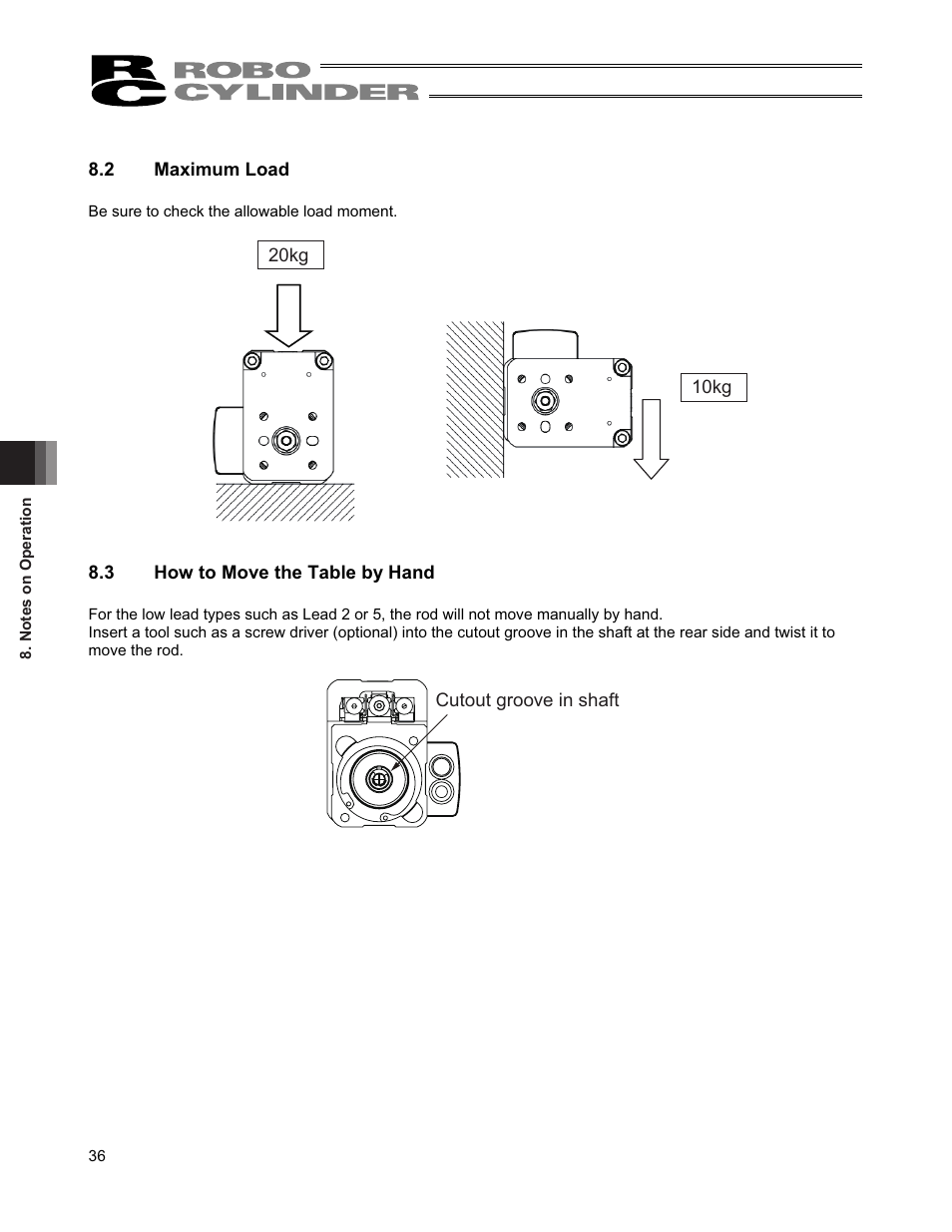 2 maximum load, 3 how to move the table by hand | IAI America RCS2-TFA5N User Manual | Page 42 / 62