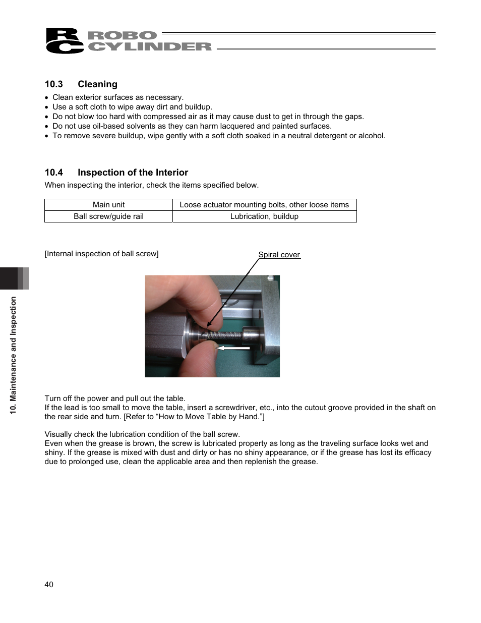 3 cleaning, 4 inspection of the interior | IAI America RCS2-TFA5N User Manual | Page 46 / 62