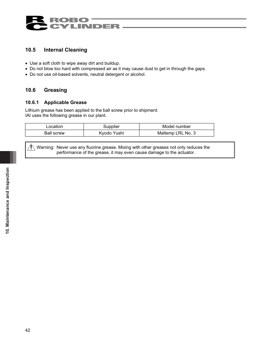 5 internal cleaning, 6 greasing | IAI America RCS2-TFA5N User Manual | Page 48 / 62