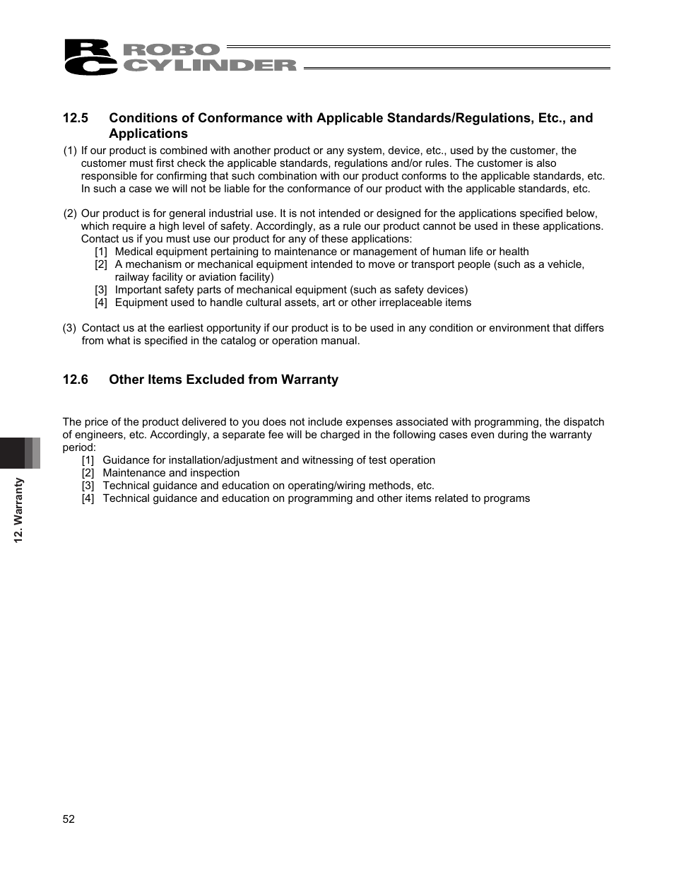 6 other items excluded from warranty | IAI America RCS2-TFA5N User Manual | Page 58 / 62