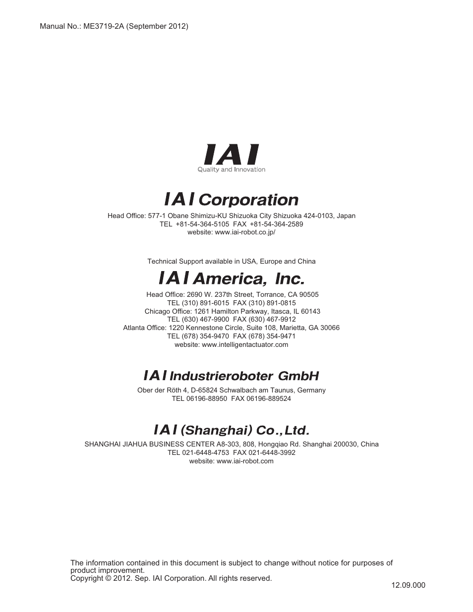 IAI America RCS2-TFA5N User Manual | Page 62 / 62