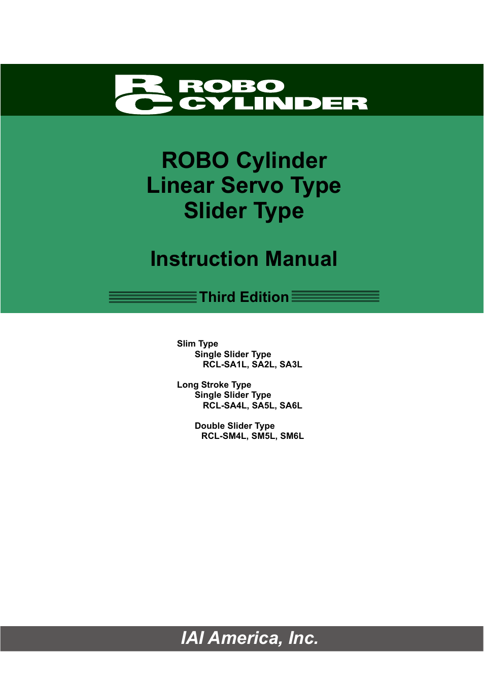 IAI America RCL-SM6L User Manual | 66 pages