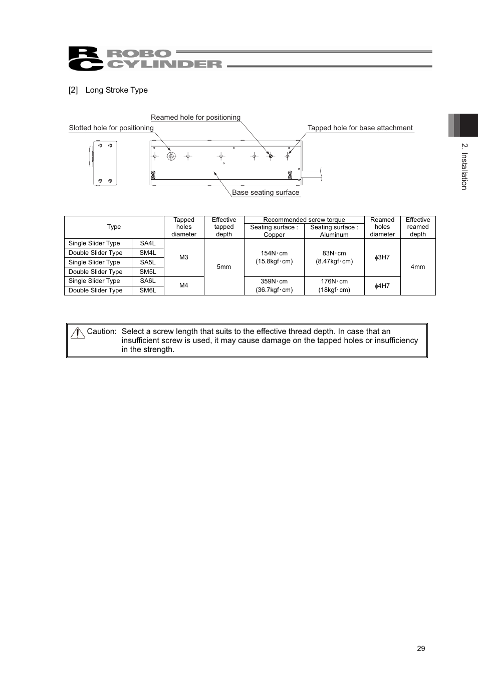 Installation, 2] long stroke type | IAI America RCL-SM6L User Manual | Page 35 / 66