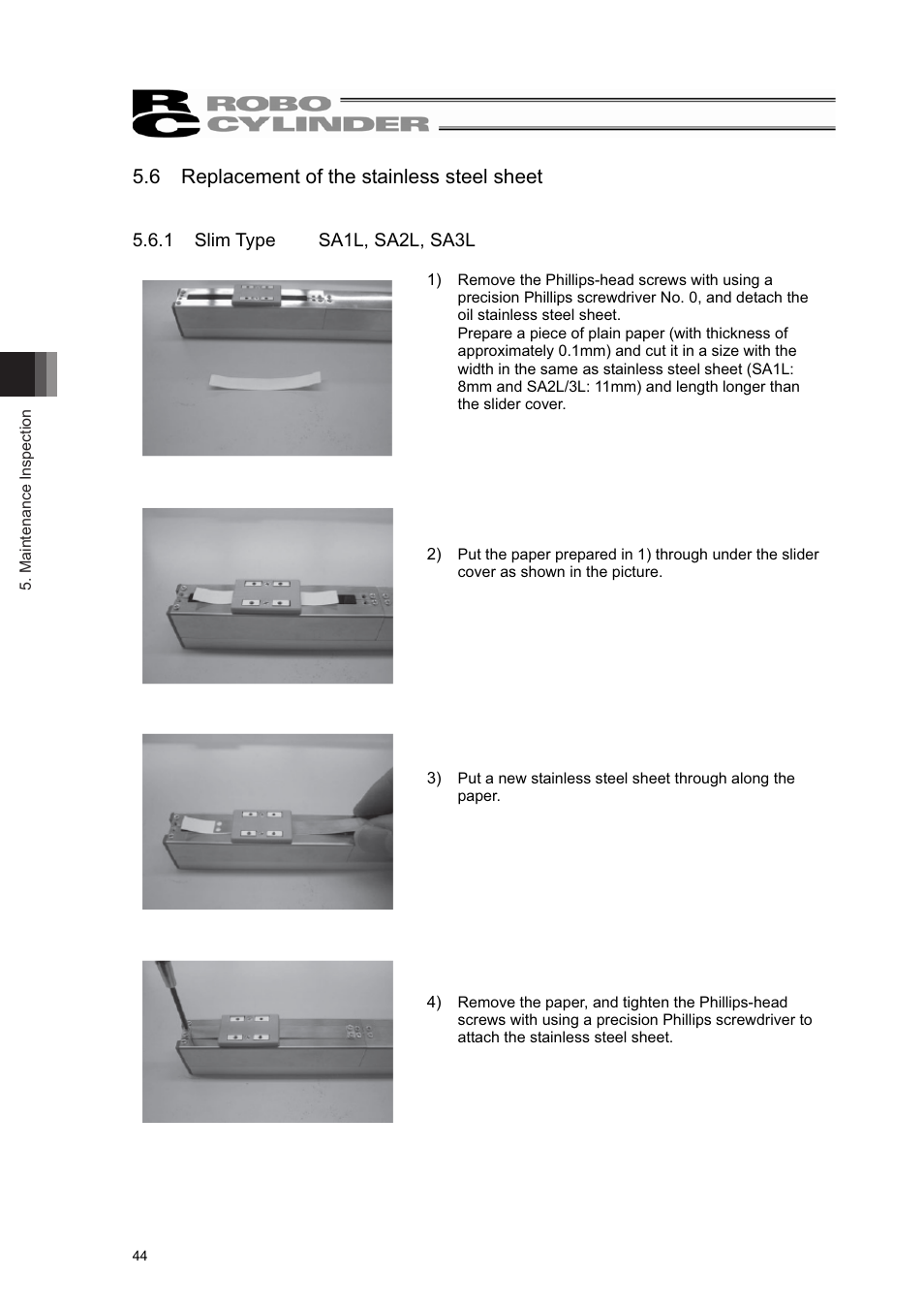 6 replacement of the stainless steel sheet | IAI America RCL-SM6L User Manual | Page 50 / 66