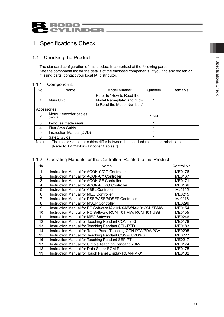 Specifications check, 1 checking the product | IAI America RCL-RA3L User Manual | Page 17 / 56