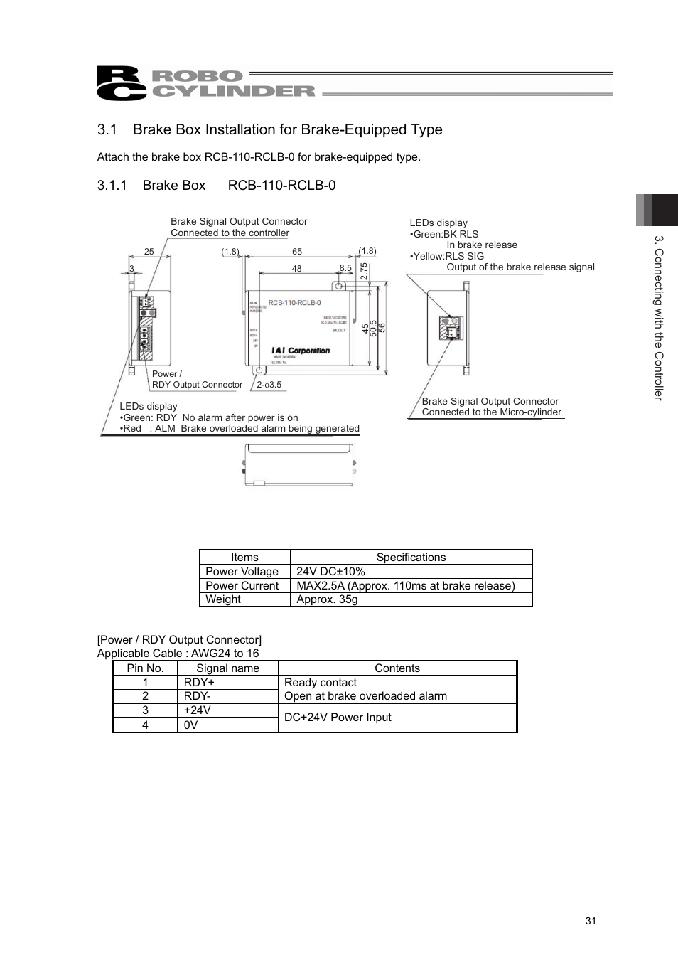 1 brake box installation for brake-equipped type | IAI America RCL-RA3L User Manual | Page 37 / 56