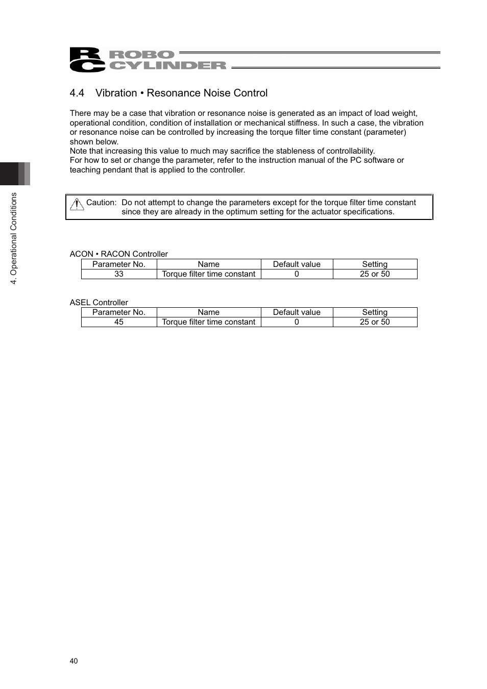 4 vibration • resonance noise control | IAI America RCL-RA3L User Manual | Page 46 / 56