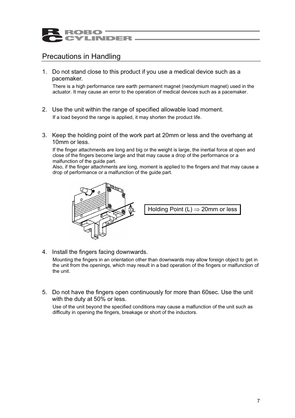 Precautions in handling | IAI America RCLE-GR5L User Manual | Page 13 / 46