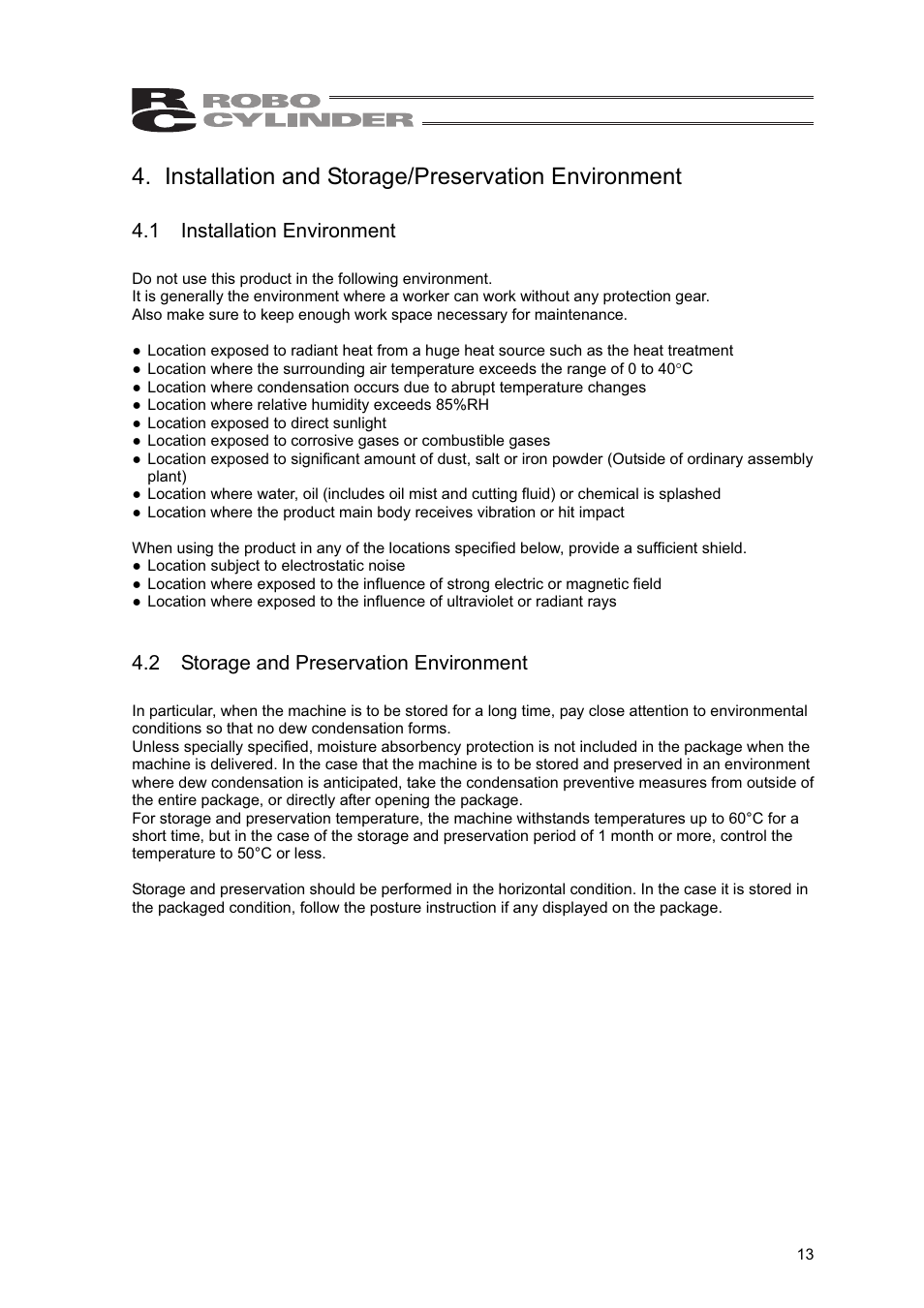 Installation and storage/preservation environment, 1 installation environment, 2 storage and preservation environment | IAI America RCLE-GR5L User Manual | Page 19 / 46