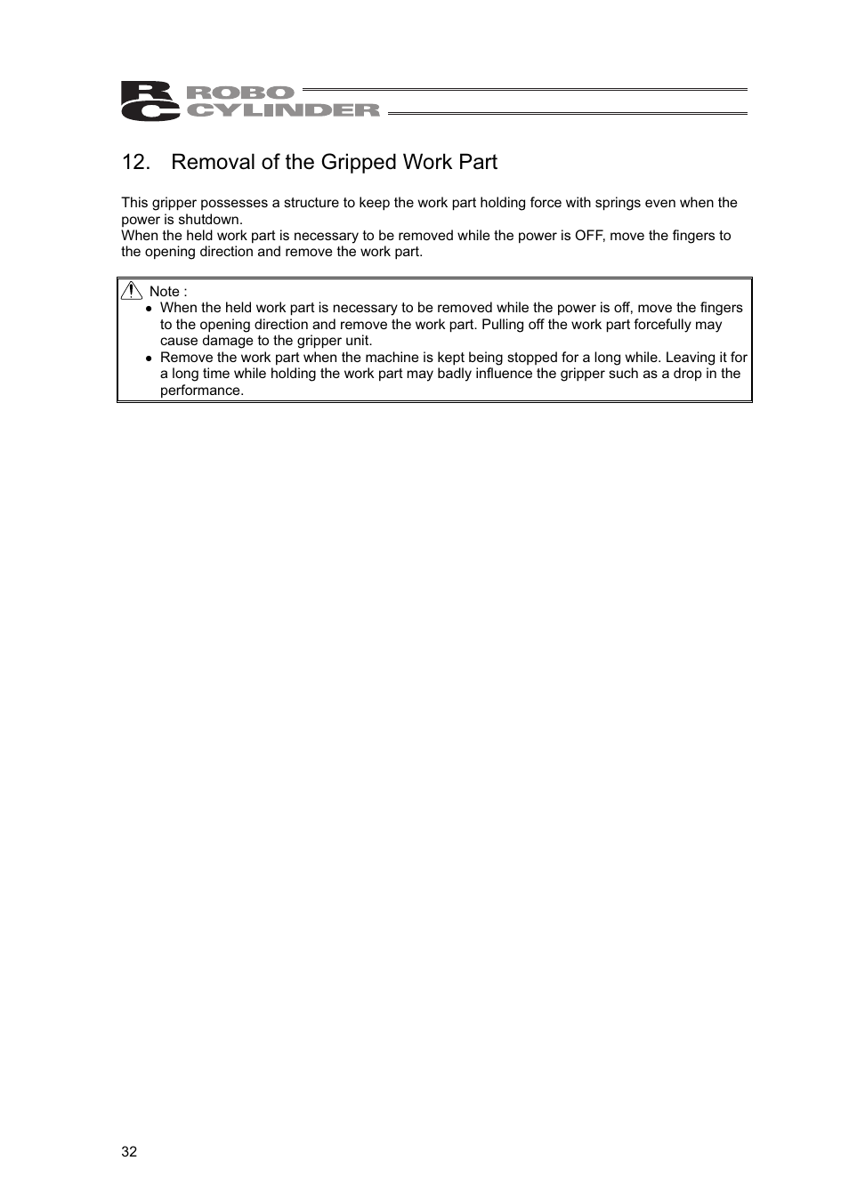 Removal of the gripped work part | IAI America RCLE-GR5L User Manual | Page 38 / 46