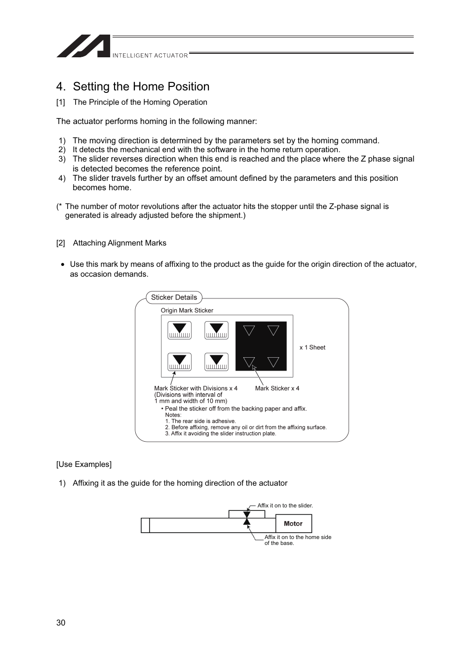 Setting the home position | IAI America FS User Manual | Page 36 / 84