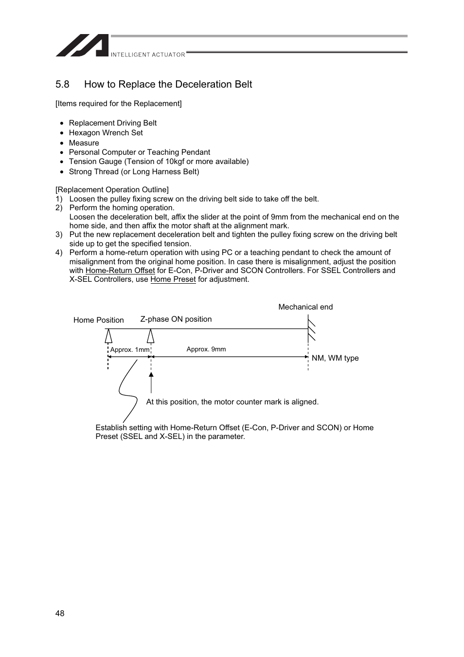 8 how to replace the deceleration belt | IAI America FS User Manual | Page 54 / 84