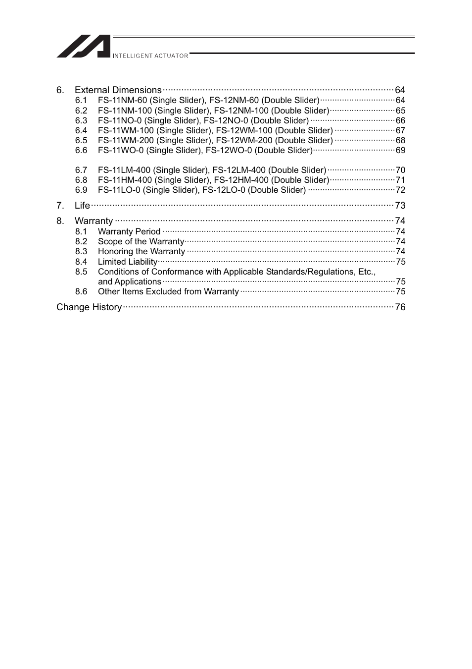 IAI America FS User Manual | Page 6 / 84