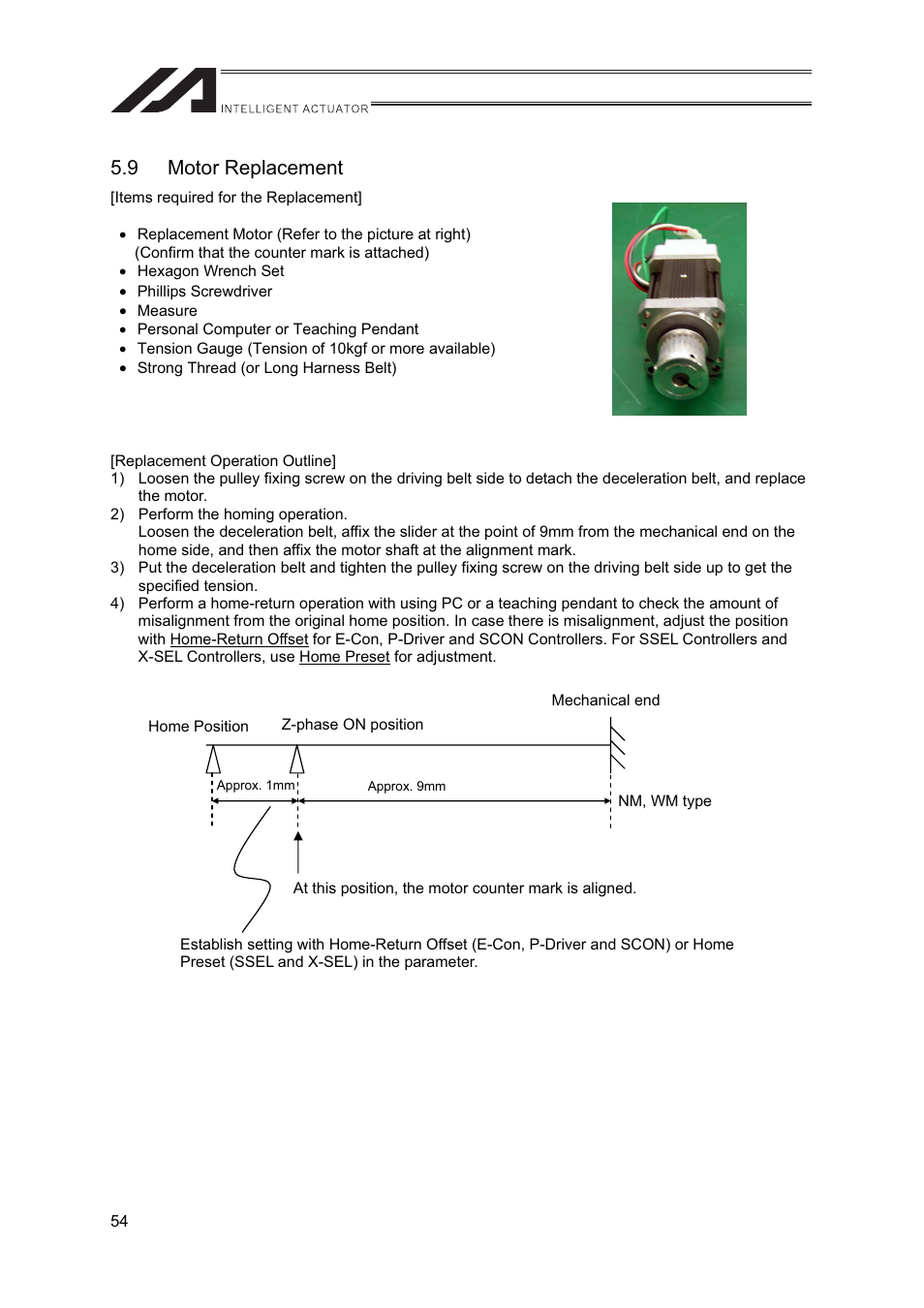 9 motor replacement | IAI America FS User Manual | Page 60 / 84