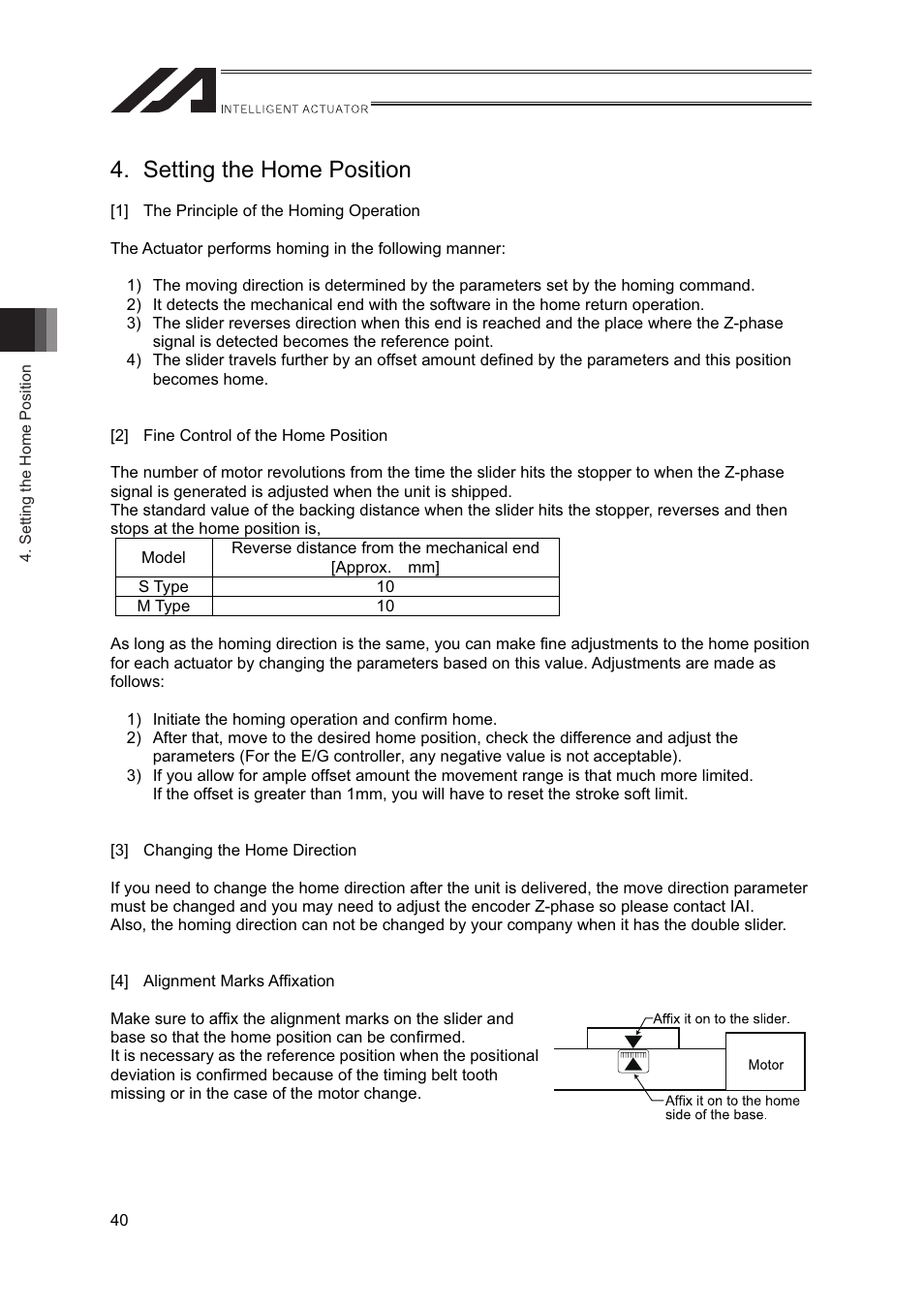 Setting the home position | IAI America IF User Manual | Page 46 / 76