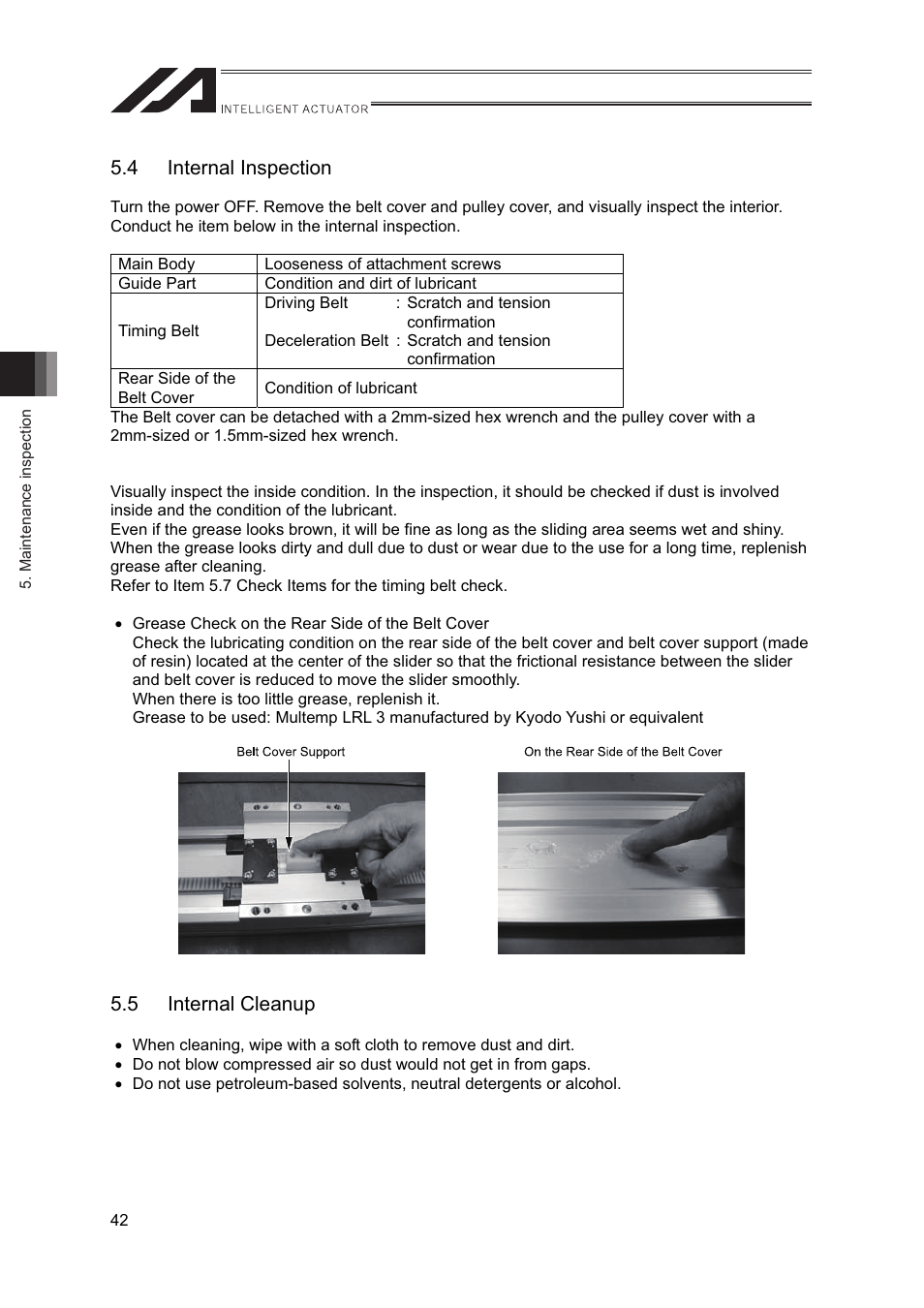 4 internal inspection, 5 internal cleanup | IAI America IF User Manual | Page 48 / 76