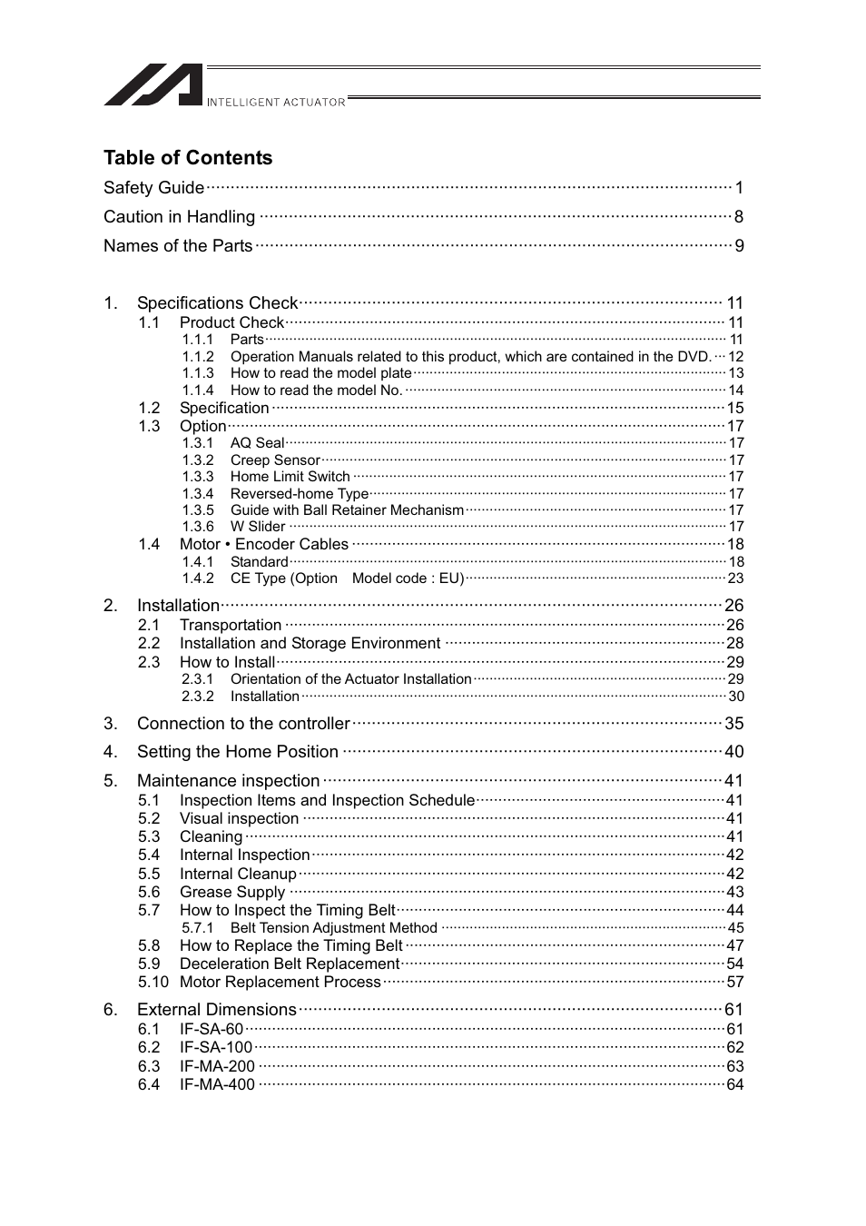 IAI America IF User Manual | Page 5 / 76
