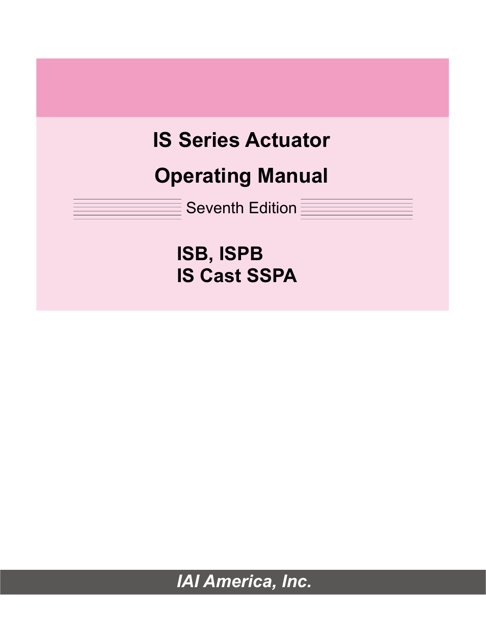 IAI America SSPA User Manual | 114 pages