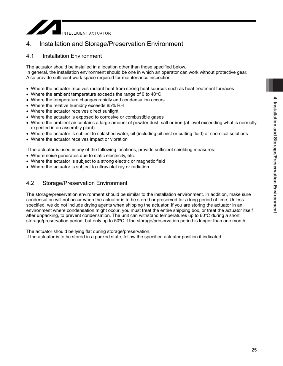 Installation and storage/preservation environment, 1 installation environment, 2 storage/preservation environment | IAI America SSPA User Manual | Page 33 / 114