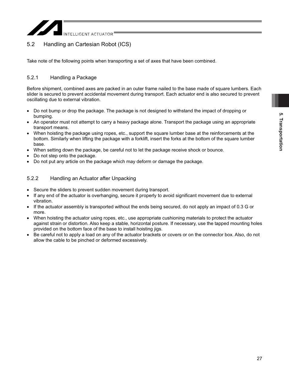 2 handling an cartesian robot (ics) | IAI America SSPA User Manual | Page 35 / 114