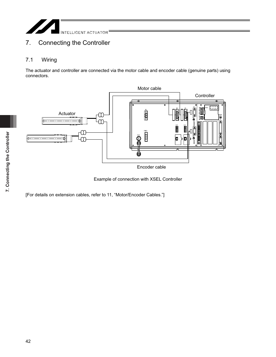 Connecting the controller, 1 wiring, Connecting the controller 42 | IAI America SSPA User Manual | Page 50 / 114