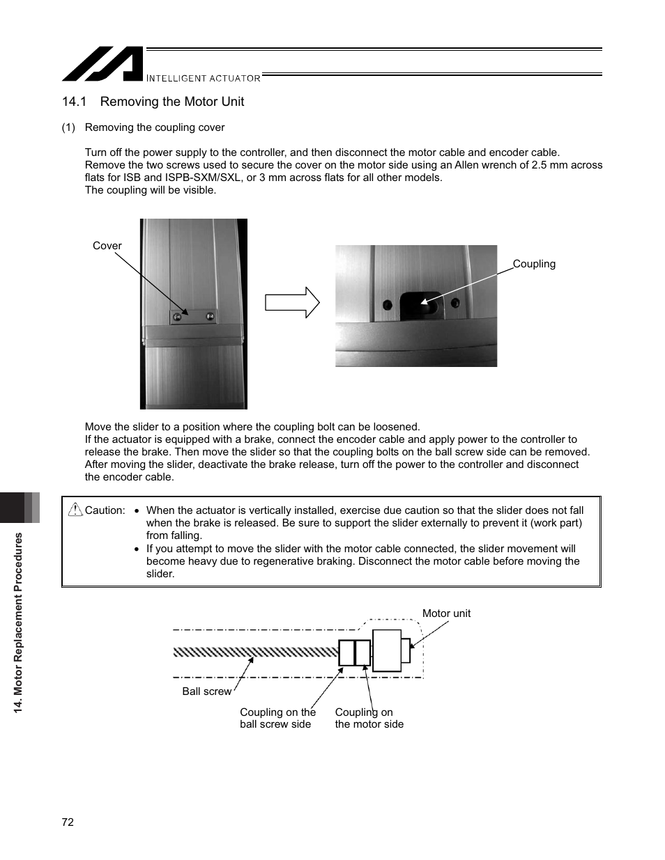 1 removing the motor unit | IAI America SSPA User Manual | Page 80 / 114