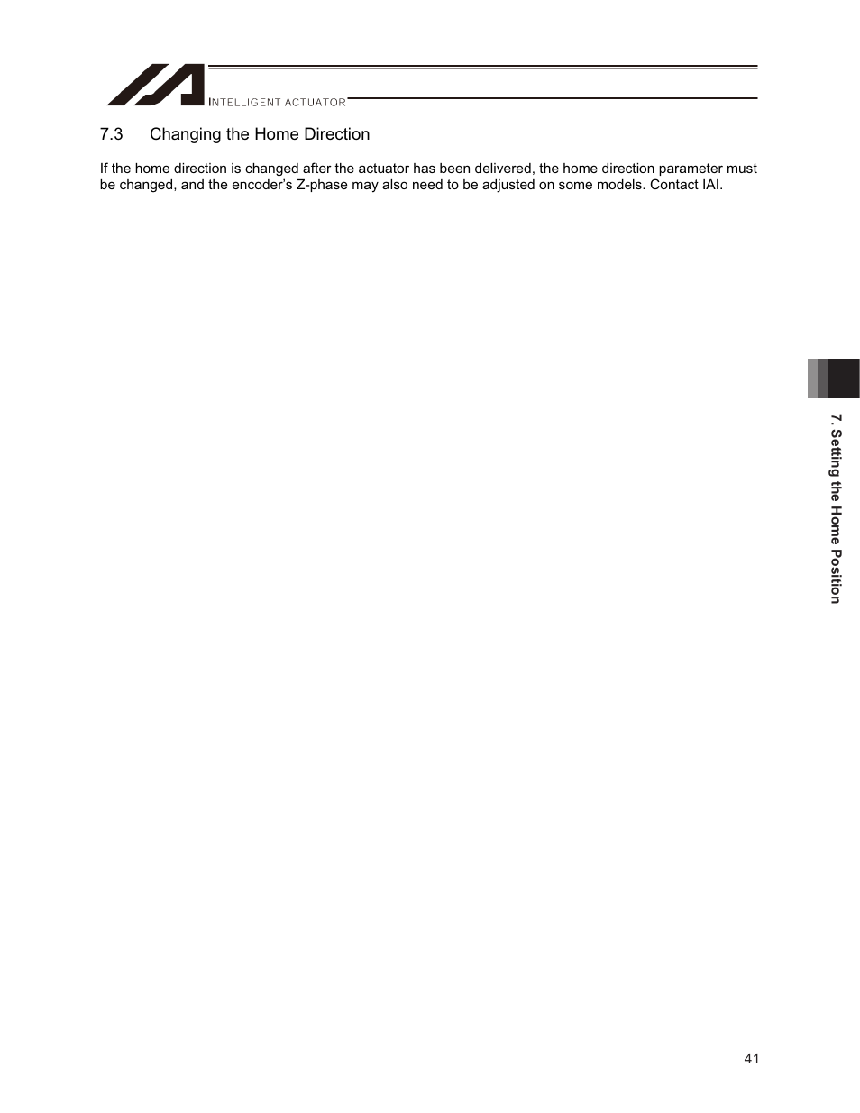 3 changing the home direction | IAI America ISPDACR-ESD User Manual | Page 49 / 126