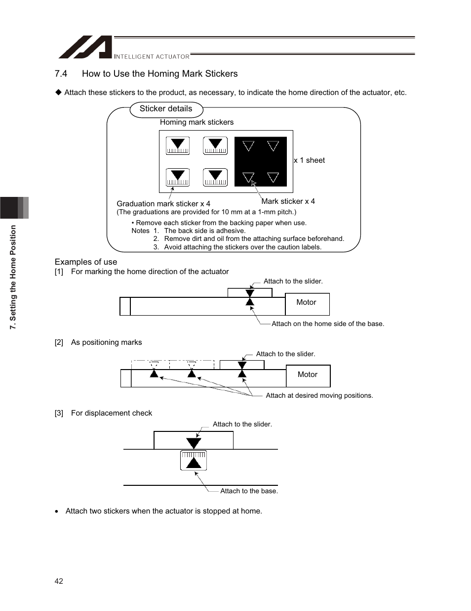 4 how to use the homing mark stickers | IAI America ISPDACR-ESD User Manual | Page 50 / 126