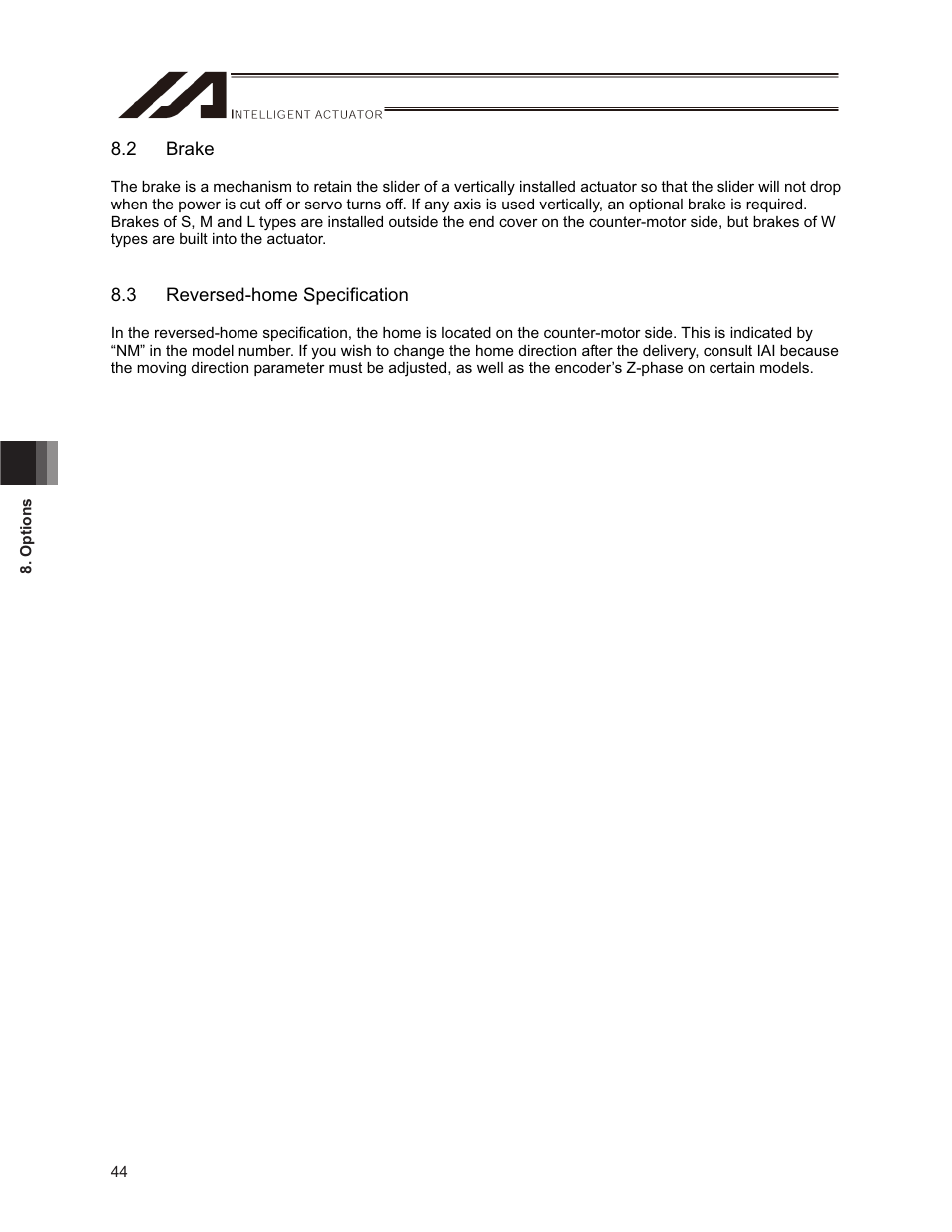 2 brake, 3 reversed-home specification | IAI America ISPDACR-ESD User Manual | Page 52 / 126