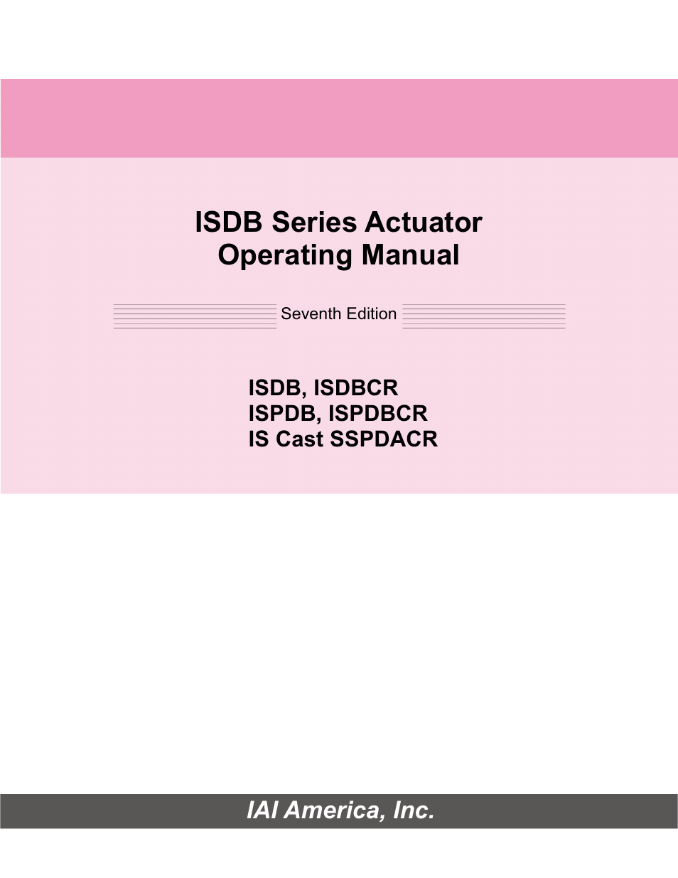 IAI America SSPDACR User Manual | 116 pages