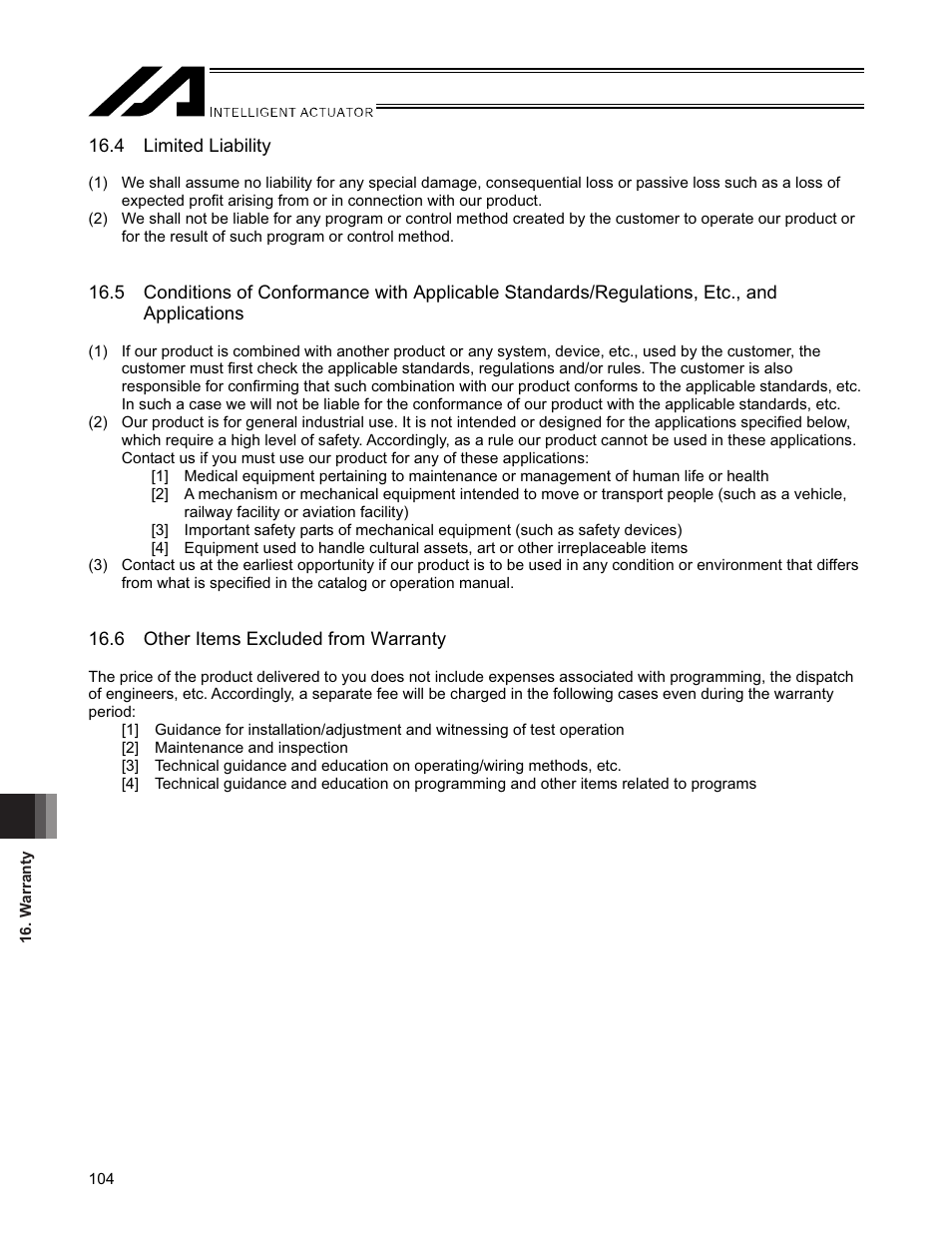 4 limited liability, 6 other items excluded from warranty | IAI America SSPDACR User Manual | Page 112 / 116