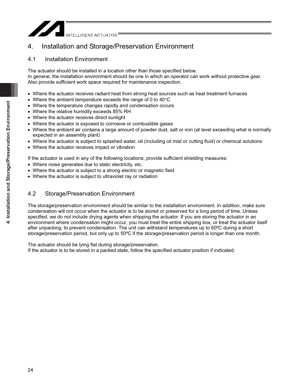 Installation and storage/preservation environment, 1 installation environment, 2 storage/preservation environment | IAI America SSPDACR User Manual | Page 32 / 116